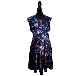 Donna Morgan Blue with Pink Floral Dress Size 8